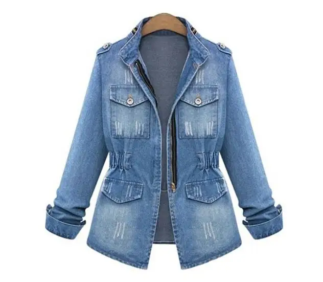 

spring autumn New women coat slim Denim Jacket Jeans women clothing Fashion pocket zipper casual female jackets