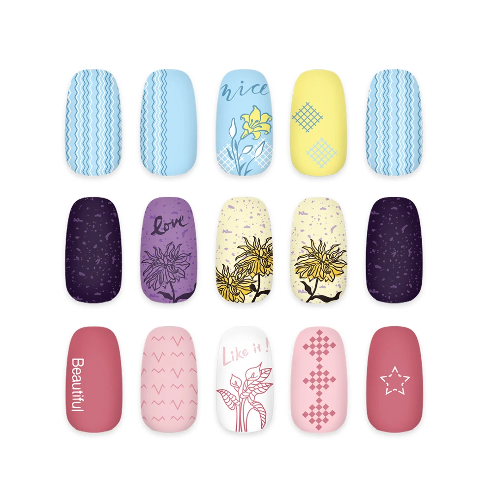 Шаблоны для стемпинга KADS дизайна ногтей весенние дизайнерские пластины маникюра