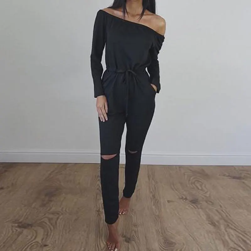 2019 с открытыми плечами комбинезон для женщин отверстие купальник длинные