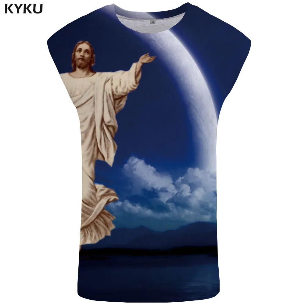 KYKU Jesus майка мужская Луна жилет космическая Ftness одежда горные мужские