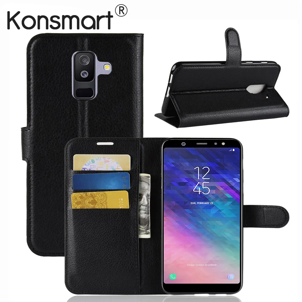 KONSMART Cover For Samsung Galaxy A6 2018 SM-A600F Case Wallet Flip Book Plus A6+ Fundas Phone Cases | Мобильные телефоны и