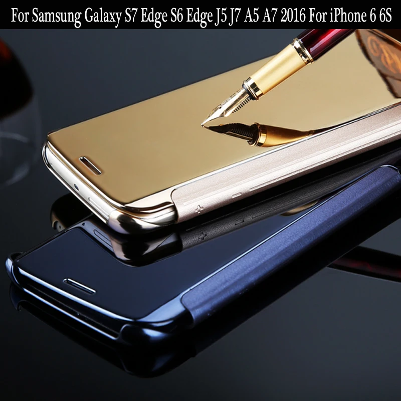 Чехол для Samsung Galaxy S9 S8 S7 Edge S6 зеркальный прозрачный чехол-книжка S5 C5 C7 Note 8 кожаный