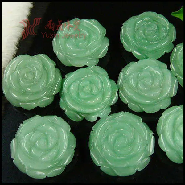 

New Arrival !!! Fashion Green Aventurine Carved Rose Pendant Gem-Stone Flower Pendant Figurine Lucky Jewelry for Girl Gift RP05#