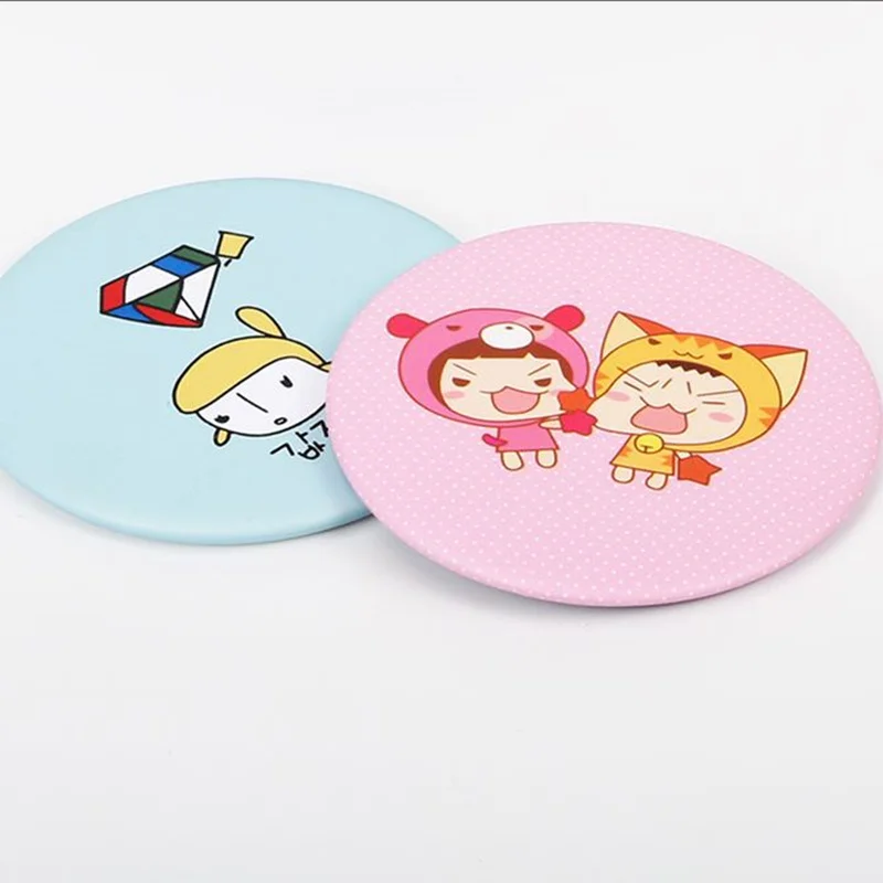 Модное женское косметическое зеркало с мультяшным рисунком портативное