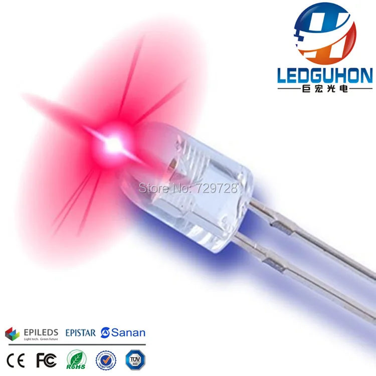 Короткие ножки прозрачные линзы супер яркие 5 мм 546 овальные красные светодиодные