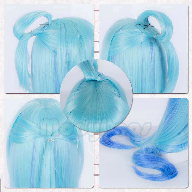 

Blessing on This Wonderful World ! Aqua Cosplay Wig 100cm Long Straight Heat Resistant Synthetic Hair Blue Light Green Mixed