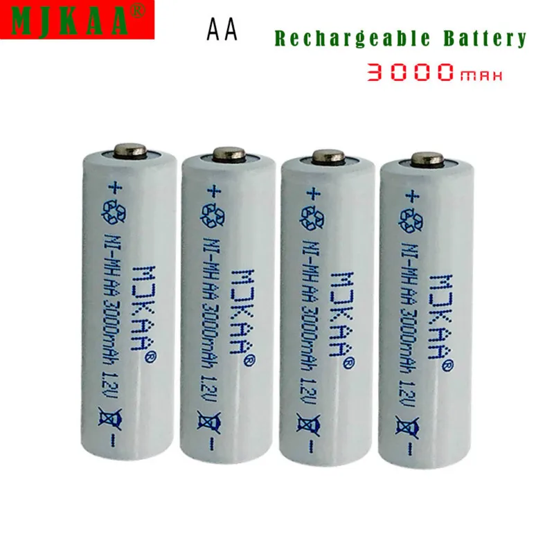 4 шт. перезаряжаемые никель металлогидридные аккумуляторы AA 3000 мАч 1 2