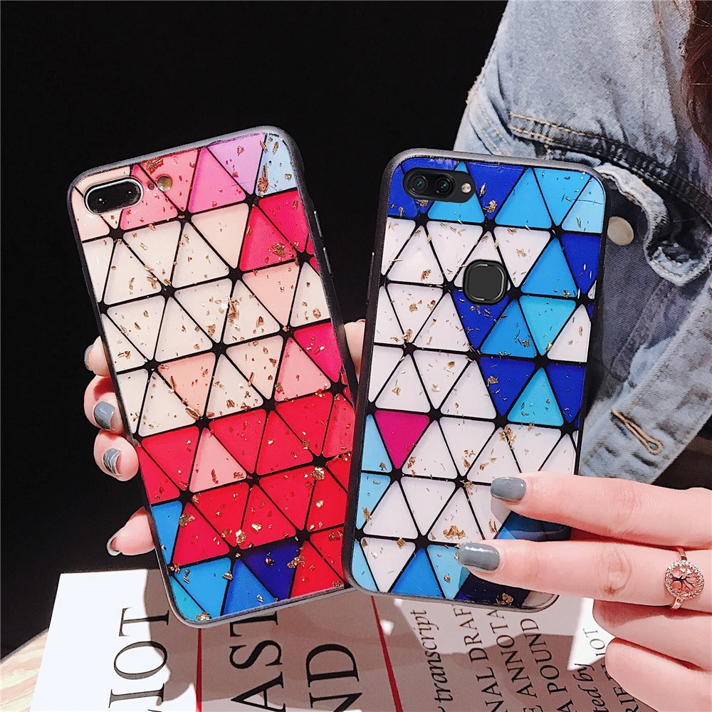 For vivo x20 Case Colored Rhombus Lattice Gold Foil Cover case Vivo X20 Plus Fashion Bling Soft Tpu Cases | Мобильные телефоны и