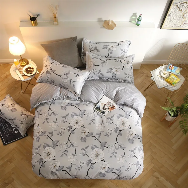 Classic Blossom 3/4 pcs Bedding Set Duvet Cover Plaid Bed Linen Kids Bedclothes Single Double Twin Queen Size 1.8m 2.0m Bedsheet | Дом и сад
