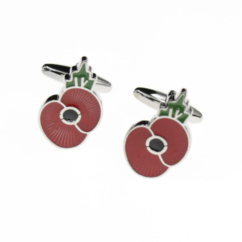 Top Quality Wholesale Cute Romantic Red Poppy Flower Cufflinks mens womens Cuff Links Birthday Gift | Украшения и аксессуары