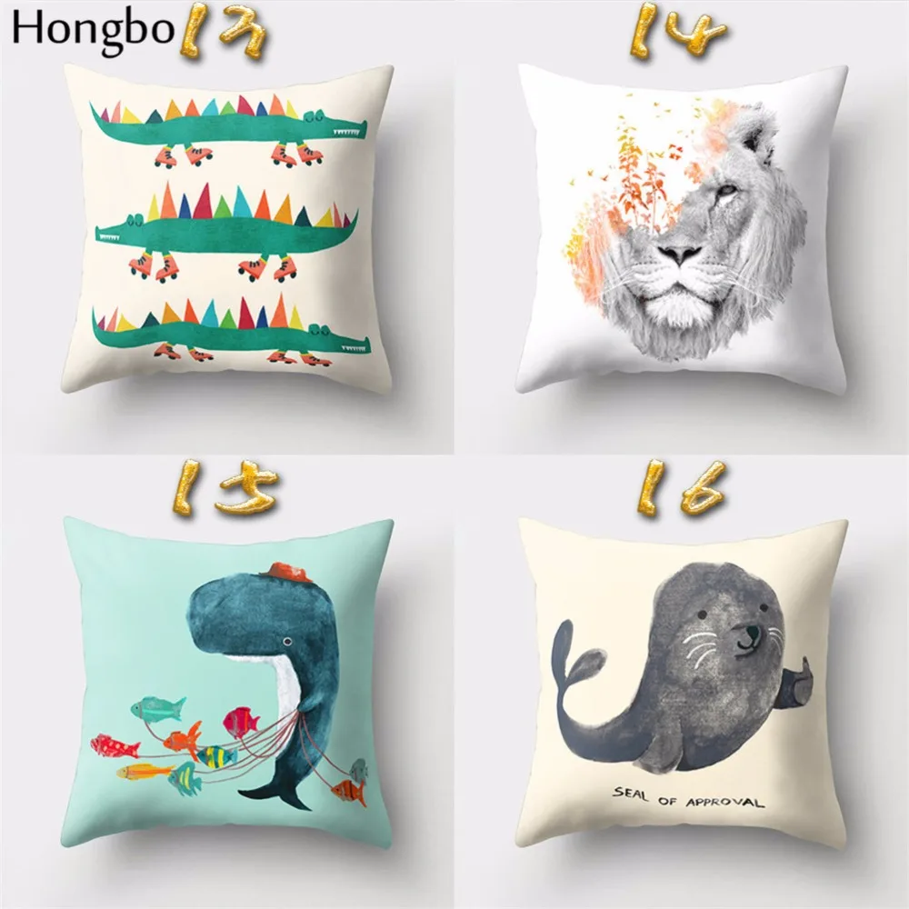 Hongbo 1 шт. Мультяшные животные кошка Лось Дельфин лев крокодил лиса наволочка для