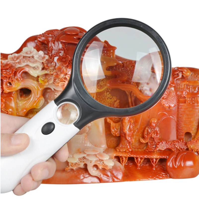 Увеличительное стекло с LED-подсветкой Оптическое портативное 10-кратное лупа свет Миниатюрный карманный микроскоп Чтение Линза Ювелирный луп.