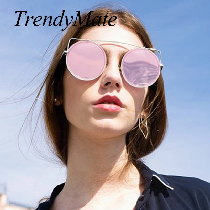 Популярные женские солнцезащитные очки кошачий глаз большие круглые в богемном