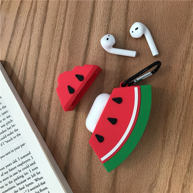 Чехол для AirPods милый мультяшный арбуз Мягкий силиконовый чехол беспроводных