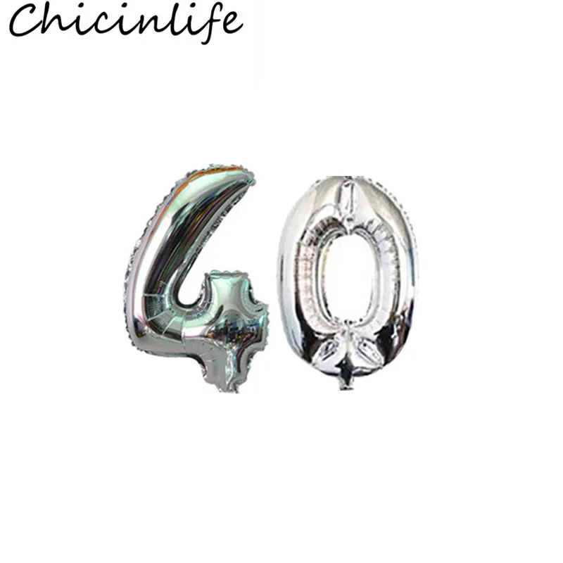 silver40 Chicinlife 2 шт 16 дюймов 30/40/50/60 Фольга воздушные шары с днем рождения воздушные шары для взрослых вечерние Юбилей украшения свадебные принадлежности - Цвет: silver40