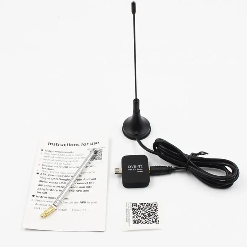 Мини микро USB тюнер ТВ приемник+ антенна для Android смартфон планшет Профессиональный цифровой DVB-T2 DVB-T ТВ приемник+ антенна