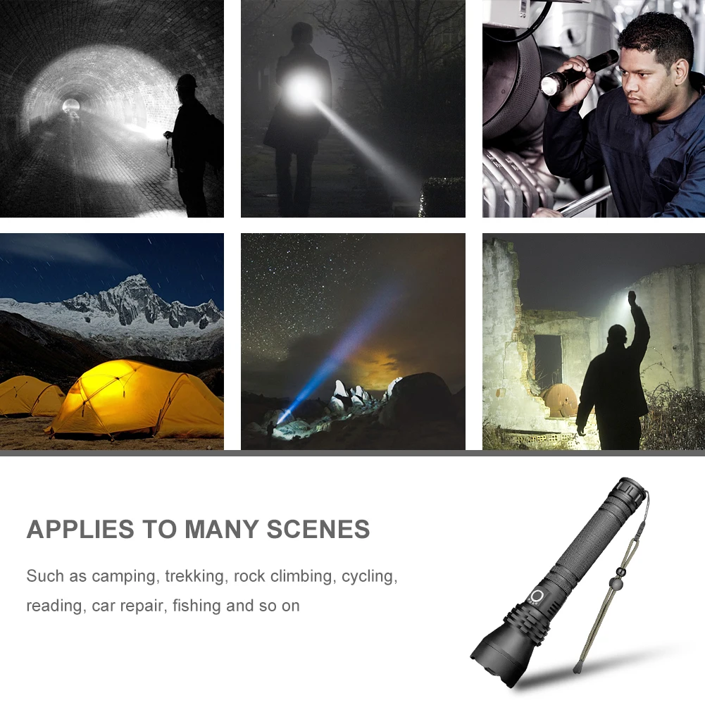Светодиодный фонарик Zoom Focus Torch тактические фонари 3 режима освещения водонепроницаемый фонарь для наружного кемпинга рыбалки 26650