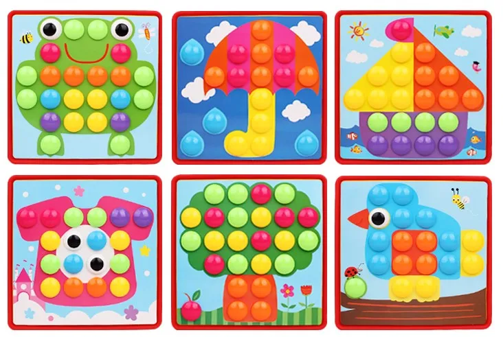 Кнопка частицы гриб шаблон ногтей сборный пазл игрушка раннее образование intlligence