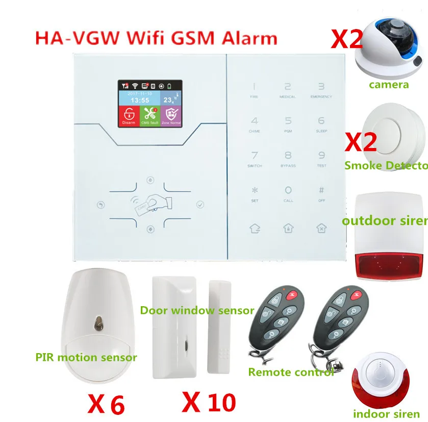 433 МГц фокус французский цвет ЖК-меню беспроводной Wifi gsm-сигнализация GPRS домашняя охранная сигнализация Встроенный датчик температуры