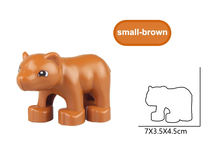 little brown bear Duplo животные дикие животные серии строительные блоки аксессуары Лев Леопард Тигр Медведь обезьяна Олень жираф Пингвин Зебра режим игрушки - Цвет: little brown bear