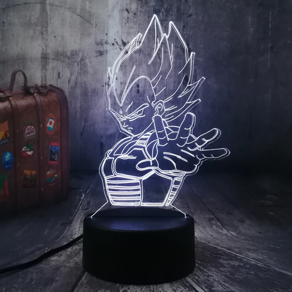 Dragon Ball Saiyan Vegeta Son Goku Kakarotto светодиодный Ночной светильник, настольные вечерние 3D лампы, домашний декор, детская игрушка, рождественский подарок, Прямая поставка