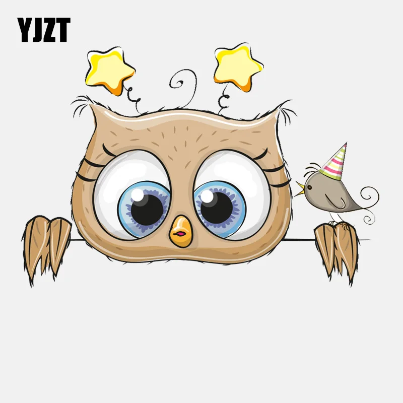 

YJZT 15CM*10CM Cute Peeking Owl PVC High Quality Car Sticker 11-01358