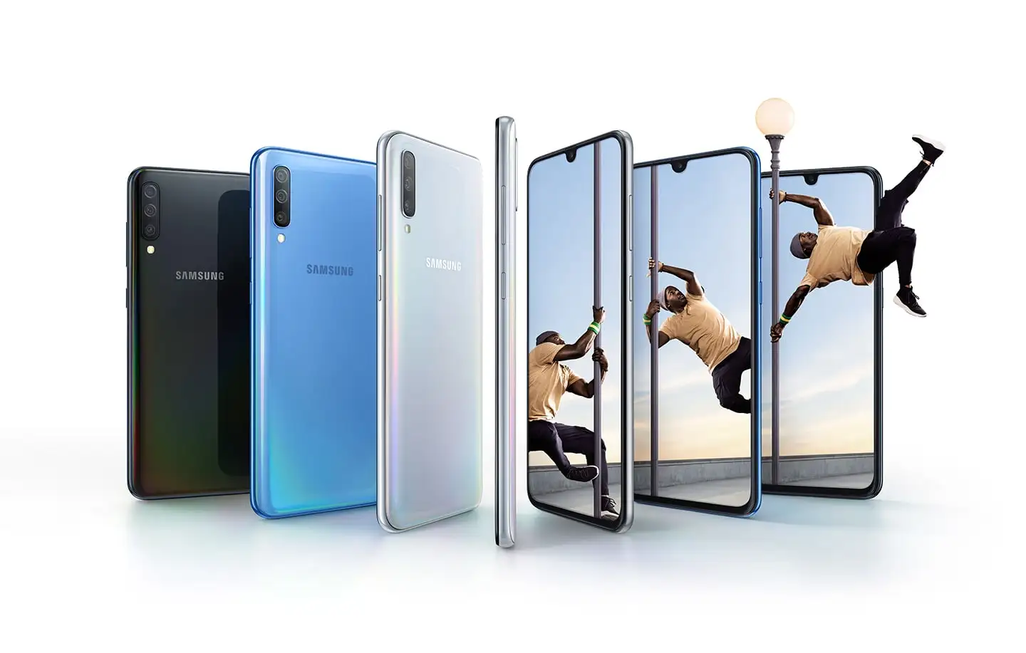Мобильный телефон samsung Galaxy A70 на весь экран 6,7 дюймов 8 Гб 128 ГБ Восьмиядерный 4500 мАч супер быстрая зарядка 4G мобильный телефон