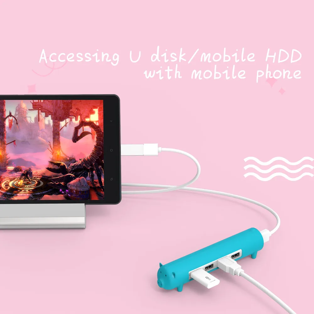 ORICO 4 портовый USB 3 0 милый концентратор в форме питомца 5 Гбит/с функцией OTG 100 Дата