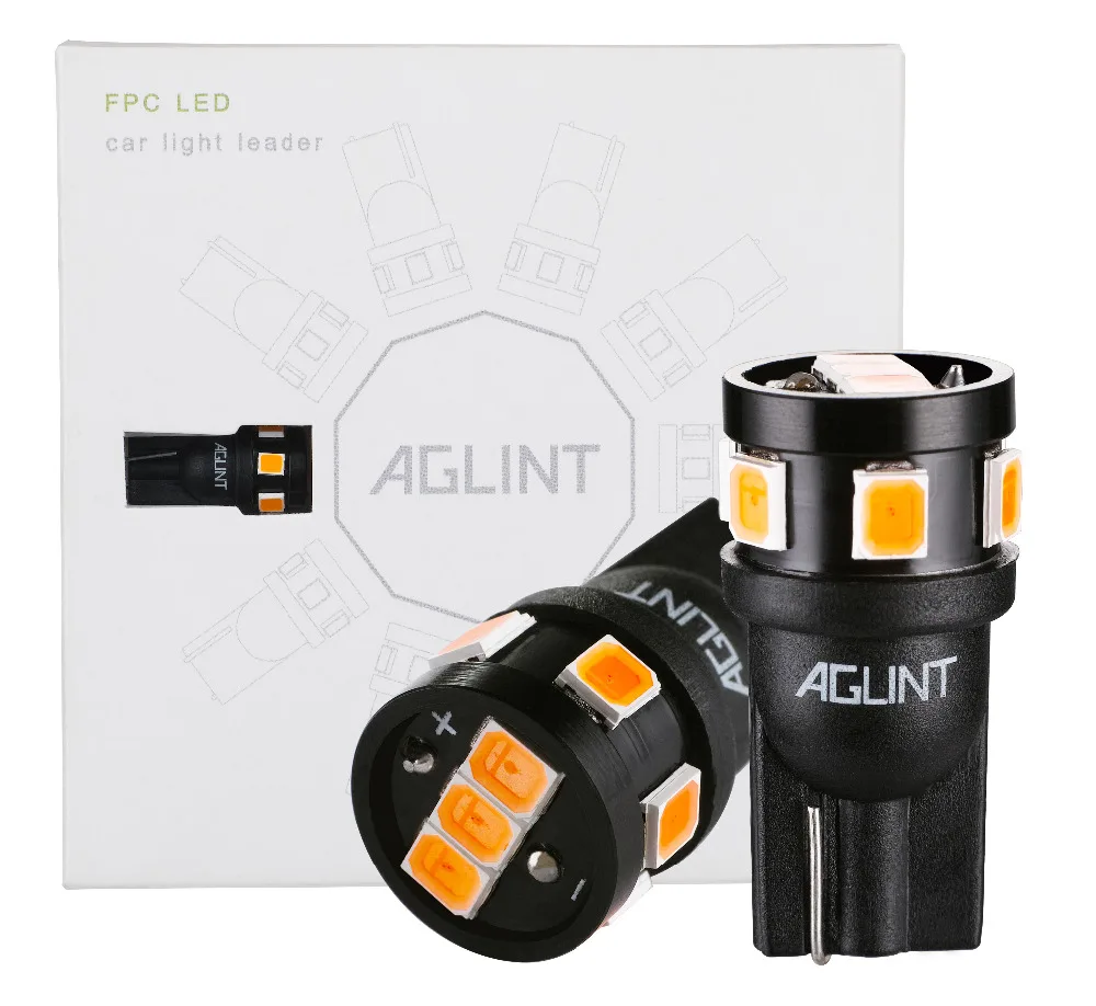 AGLINT 10 шт. светодиодный огни желтого цвета T10 W5W 168 2825 194 для авто лампа салона