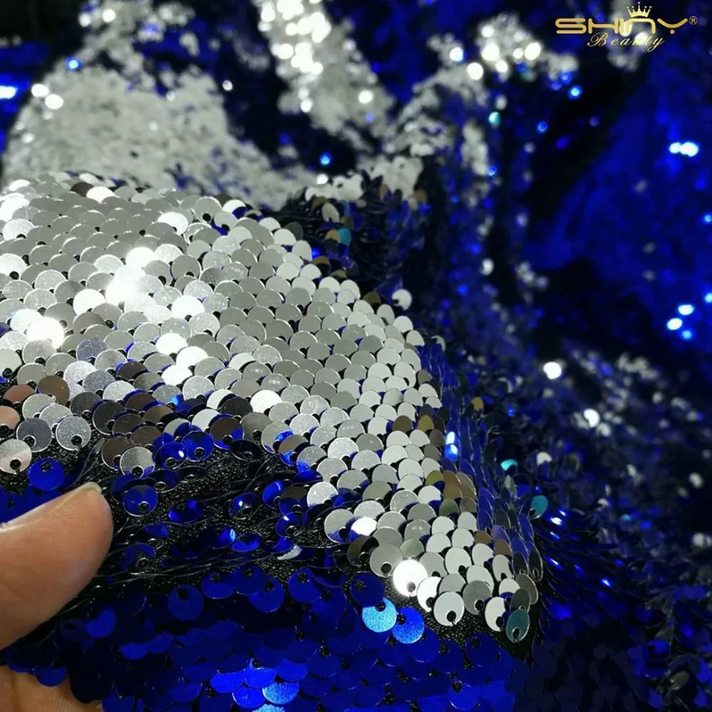 2FTX3FT 5 MMSequin фон Шторы 2 шт. королевский синий для Серебряная Русалка Блестки рыбьей