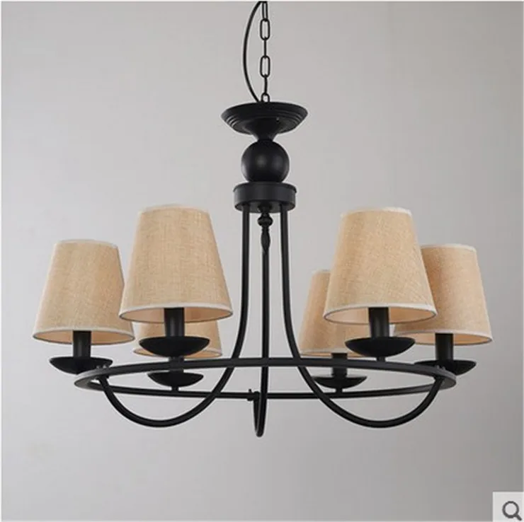 American country retro modern minimalist living room chandelier Nordic creative personality cloth cover restaurant bedroom lamp | Освещение
