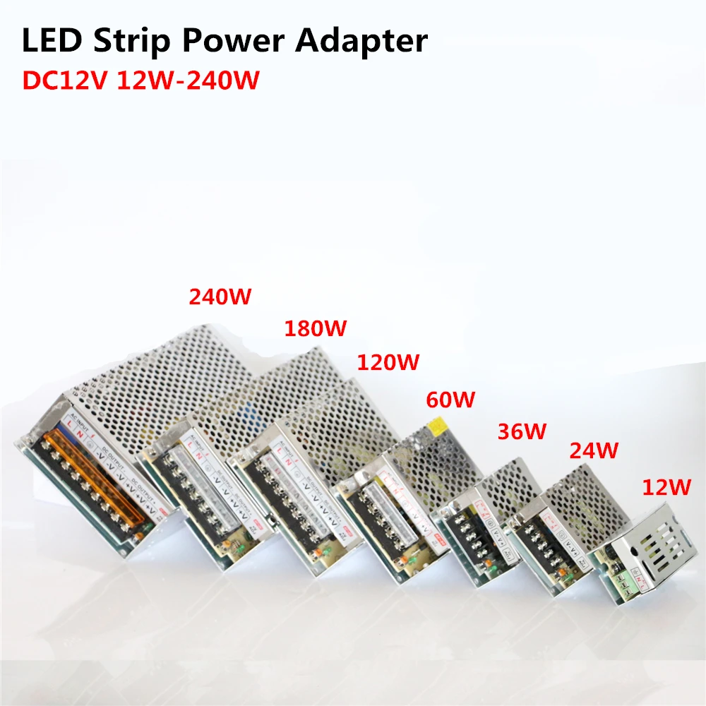 Адаптер питания для светодиодных лент и систем видеонаблюдения 12 В 220