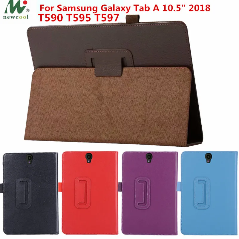 Tab A 10.5 Litchi stand PU Leather Case Flip Cover  For Samsung Galaxy Tab A A2 10.5" T590 T595 T597 SM-T590 2018 tablet case