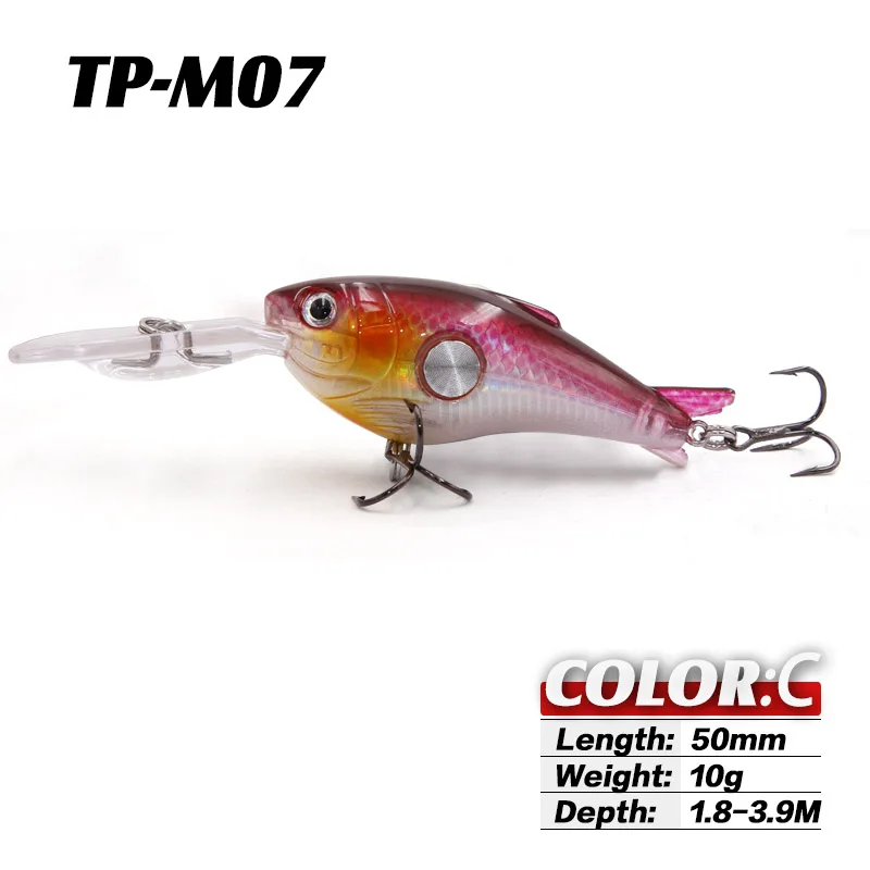 TacklePRO M07 кренкбейт рыболовные приманки Плавающий Гольян 50 мм 10 г 1,8-3,9 м 1 шт. приманка жесткая Морская Рыбалка снасти глубокий дайвинг - Цвет: C