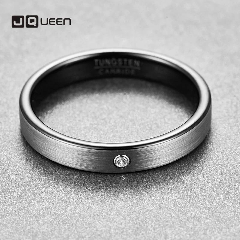 JQUEEN 4 мм широкое стальное Цветное Матовое кольцо покрытое черным вольфрамовым