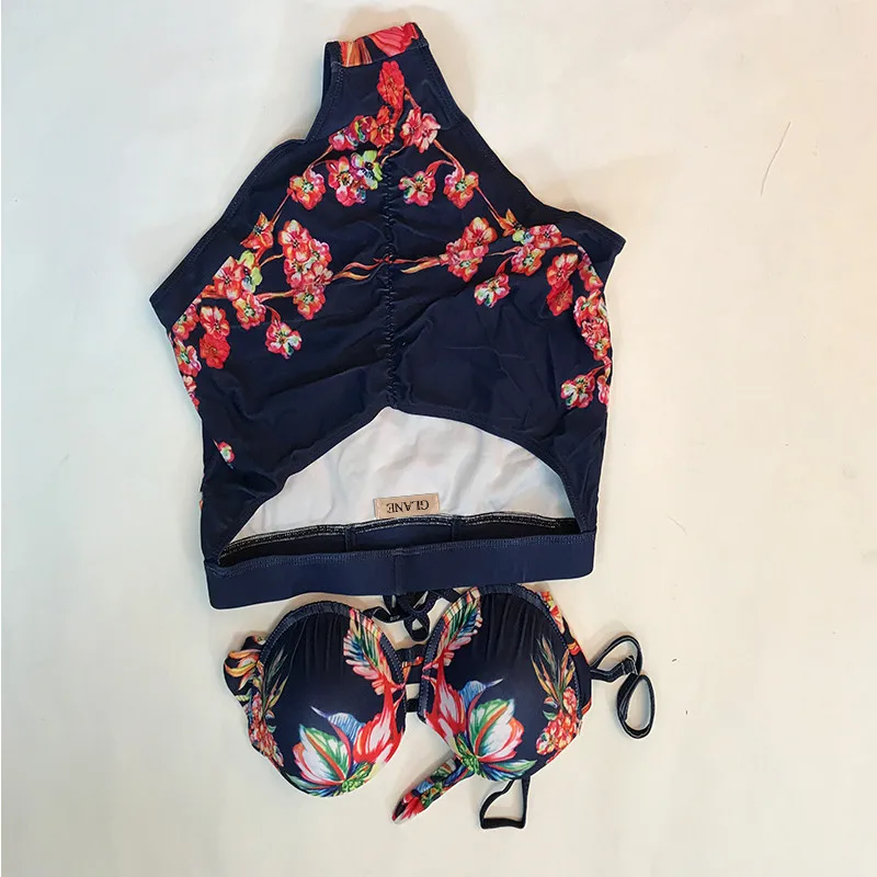 2017 Ретро стиль Женский цельный Монокини купальник полый пуш ап бикини с