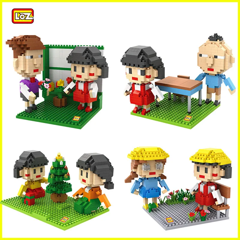 Chibi Maruko Чан 4 Стили По Выбору Сцены Edition Микрочастиц LOZ Строительные Блоки ABS Ранние