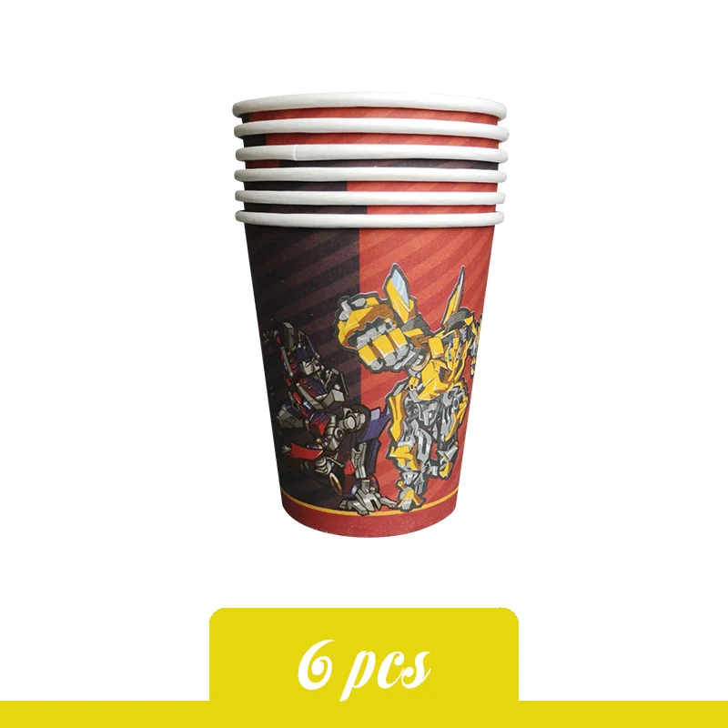 Paper cup Children Party Set Transformation Bumblebee Optimus Prime Birthday Party Supplies Decoration Balloon Party Decoration Boy - Цвет: Paper cup
