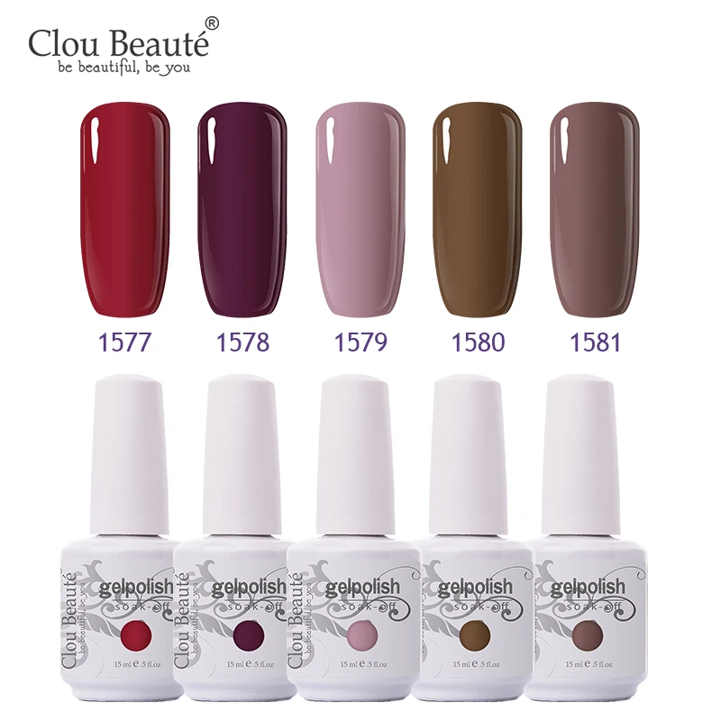 Clou Beaute Гель-лак 18 цветов набор гель-лаков для ногтей телесный серия УФ-гель для ногтей Базовое покрытие не протирать Топ Гель-лак для ногтей - Цвет: 5pcs-15ml-ZH21