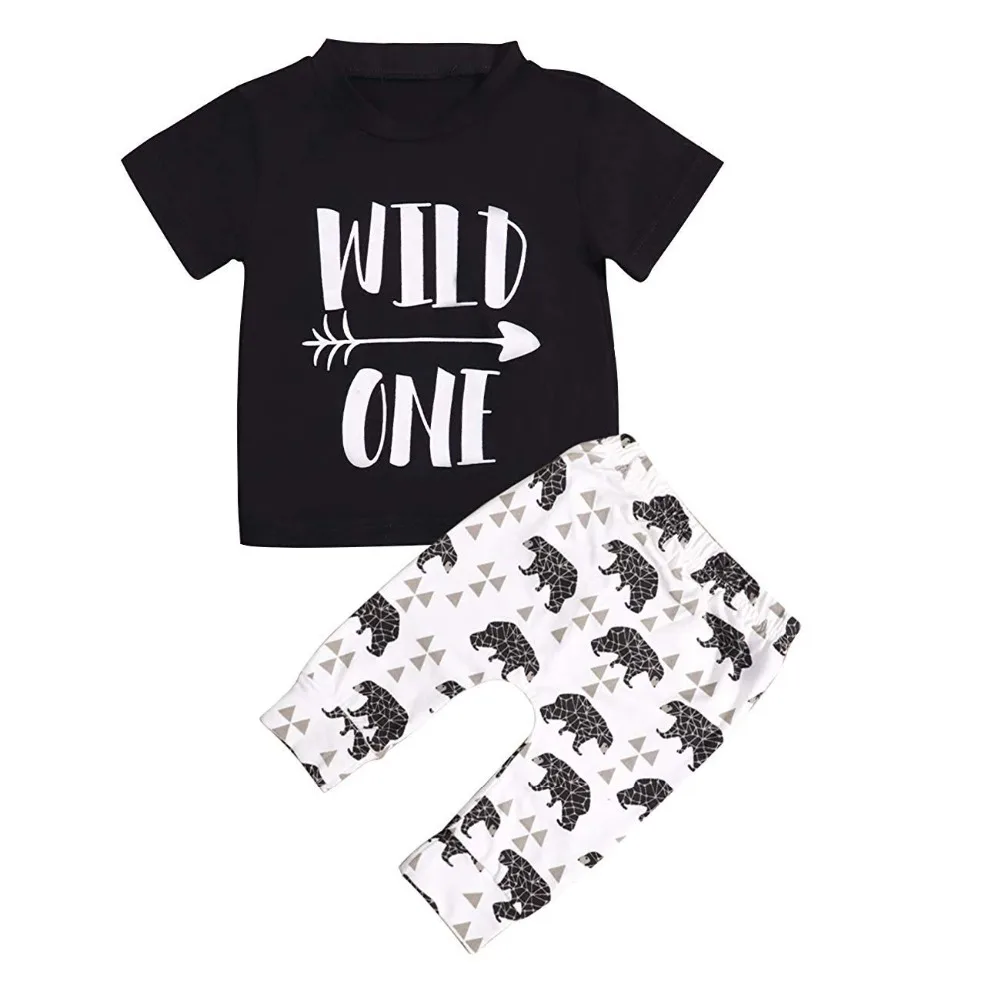 Комплект одежды из 2 предметов для новорожденных футболка и штаны с принтом Oklady |