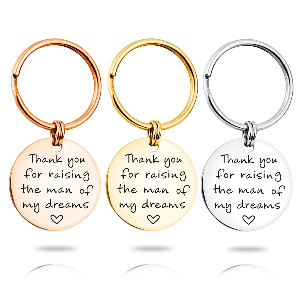 MYLONGINGCHARM Personalized Engraved Keychain Stainless Steel Thank you for raising the man of my dreams G3109 | Украшения и