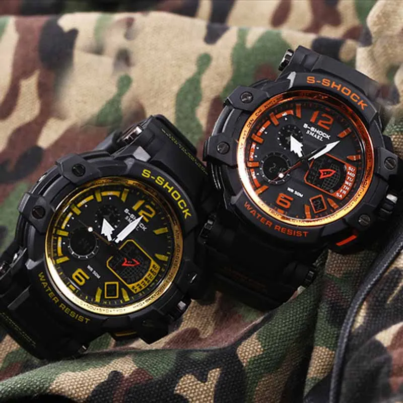 Fashion Men Watch Double Depth Waterproof Shockproof Mountaineering Leisure Watches Outdoor Sports Digital Wristwatches Sale | Наручные