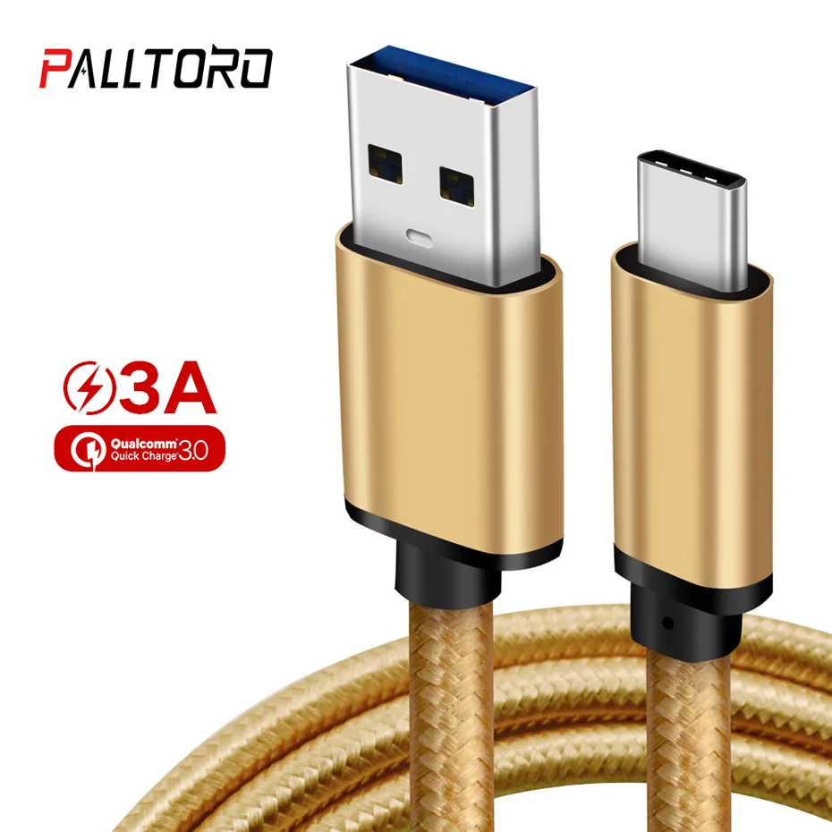 Palltoro нейлоновый USB 3 0 кабель Type C для Samsung Galaxy Note 9 S9 S8 передачи данных быстрой