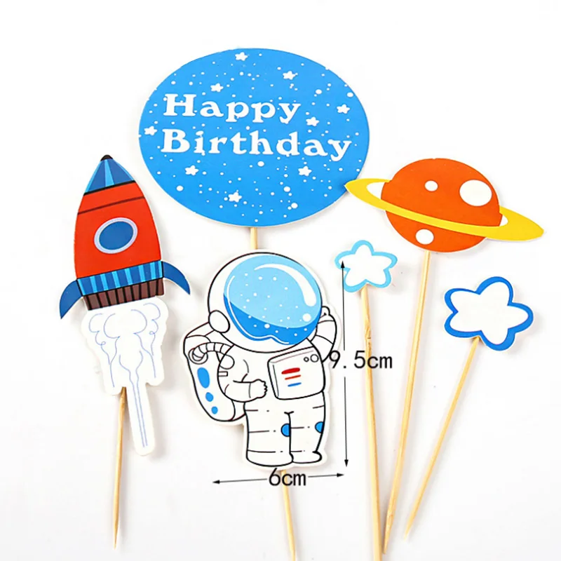 cake toppers 1 Воздушные шары из фольги космонавта из этого мира вечерние украшения поездки на Луну кекс топперы взрыв Декор на день рождения - Цвет: cake toppers 1