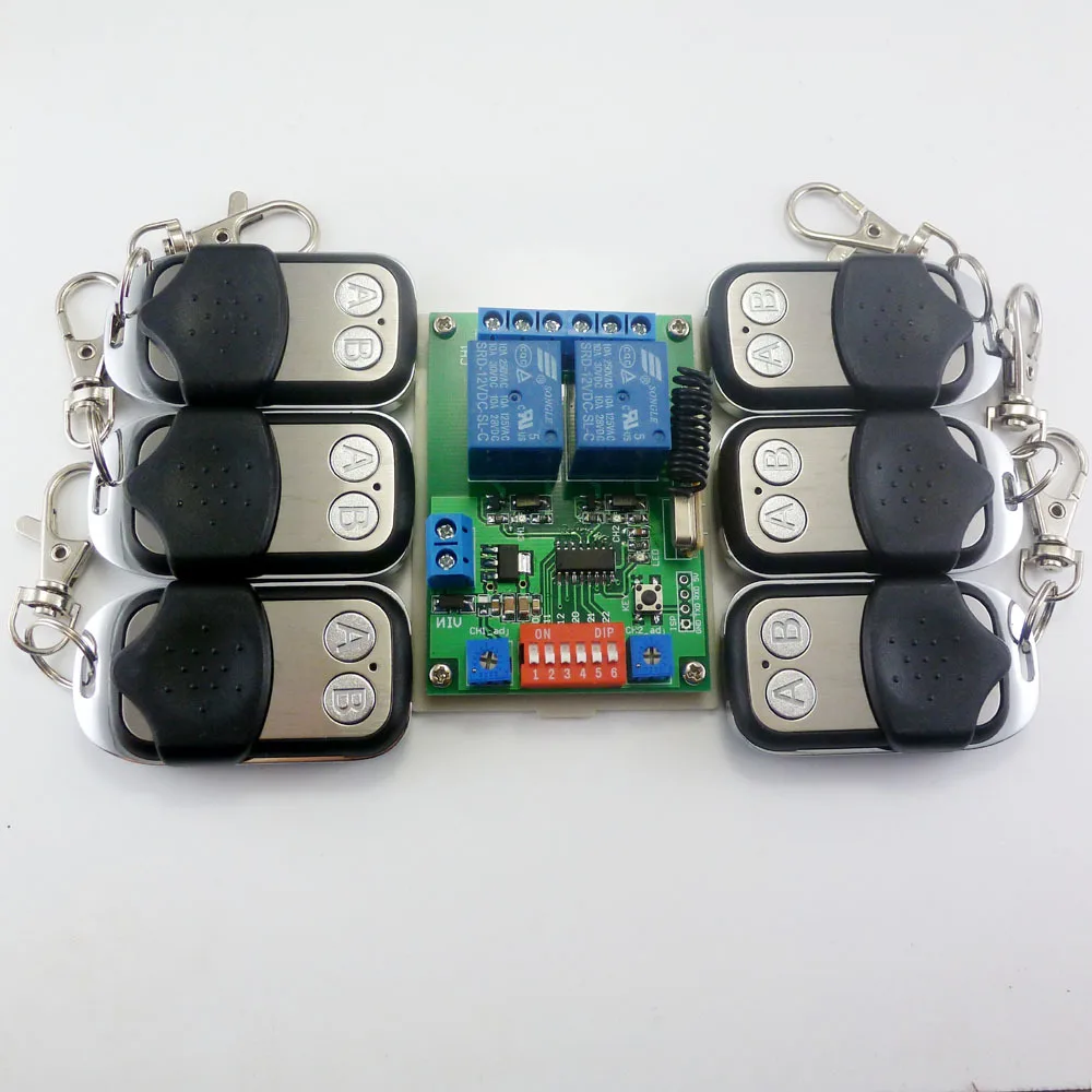 DC12V 6 шт. передатчик + 1x приемник комплект RF 12v реле задержки времени 433m