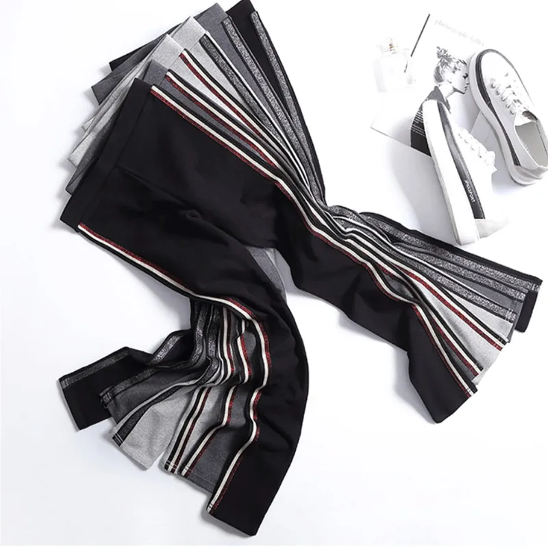 2023 Spring Summer Cotton Leggings Women High Waist Side Stripes Sporting Fitness Leggings Pants Slim Leggings High Quality