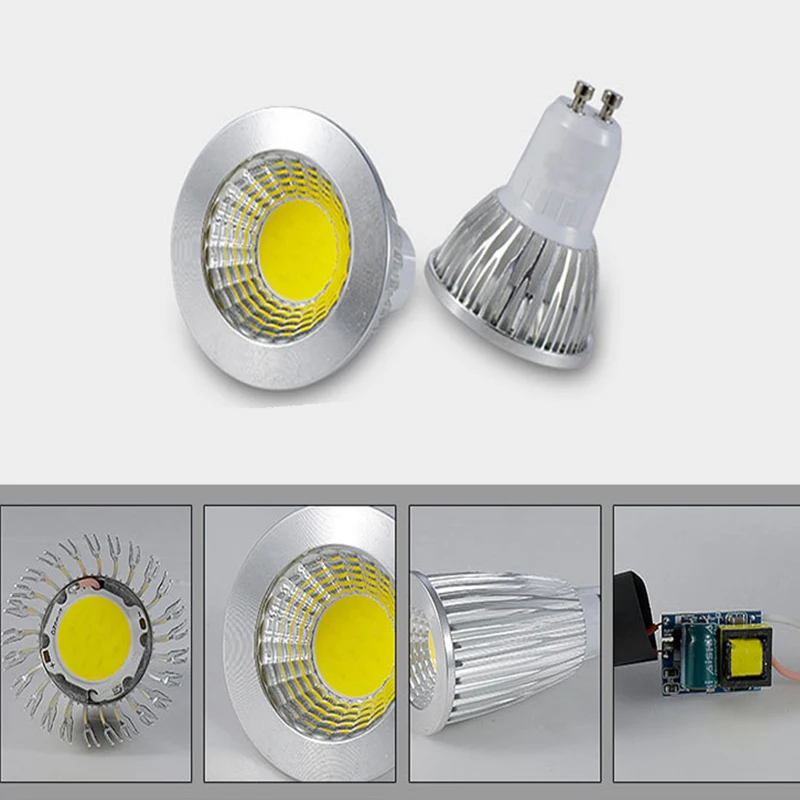 Яркий Светодиодный точечный светильник 9W12W 15W 18W 85 ~ 265V GU10 COB диммируемая