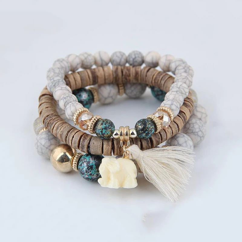 Boho Этническая Стиль микс из бисера браслет для женщин с кисточками Модные