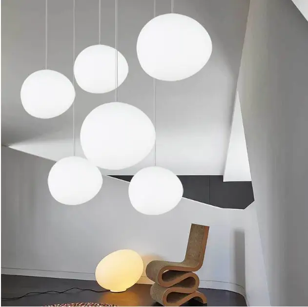 

Nordic cobblestone chandelier for living room dining room personalized glass pendant lamp villa corridor lighting