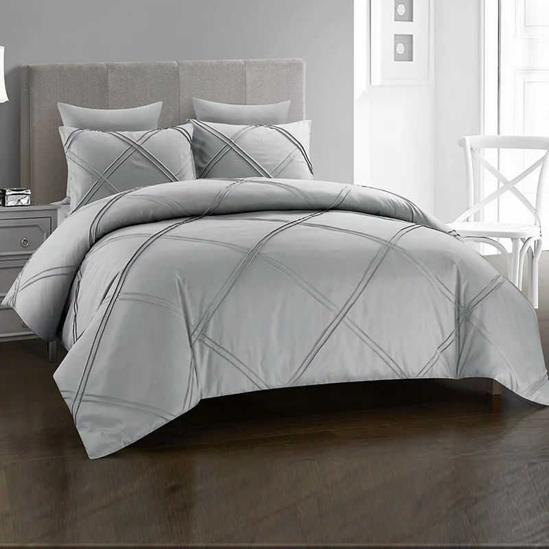 Yimeis Double Bedding Set Lattice Double Bed Linen Printing Full Size Comforter Bedding Sets 45002 - Цвет: Серый